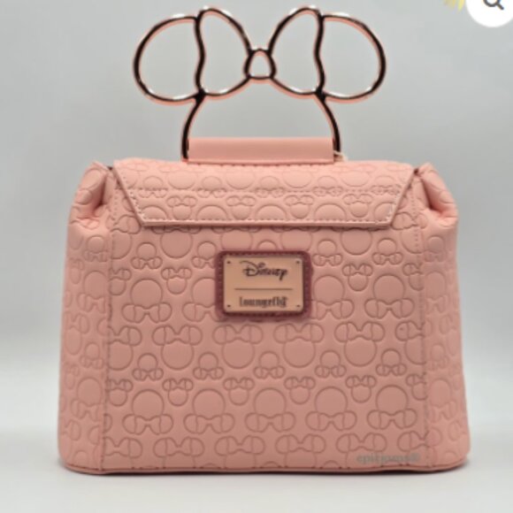 Loungefly Disney Minnie Mouse Embossed Blush Pink Crossbody Bag Purse New - Picture 2 of 5